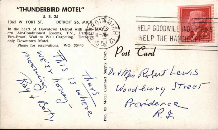 Thunderbird Motel - Old Postcard View (newer photo)